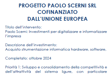 PAOLO SCERNI SRL PROJECT CO-FINANCED BY THE EUROPEAN UNION