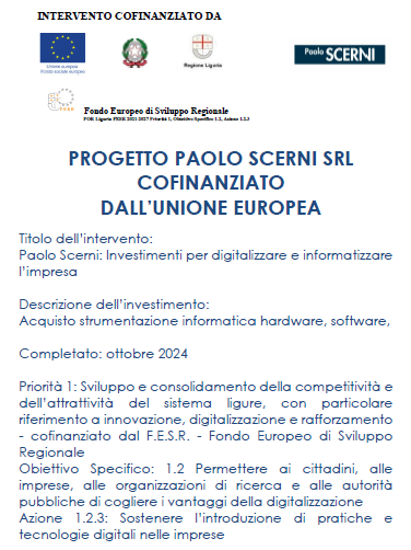 PROGETTO PAOLO SCERNI SRL COFINANZIATO DALL’UNIONE EUROPEA